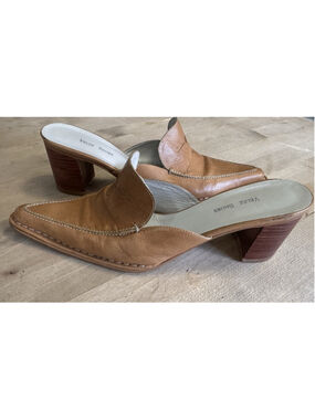 Velez Leather Women's Pointed Toe Loafers Miles Heeled Camel Brown 39